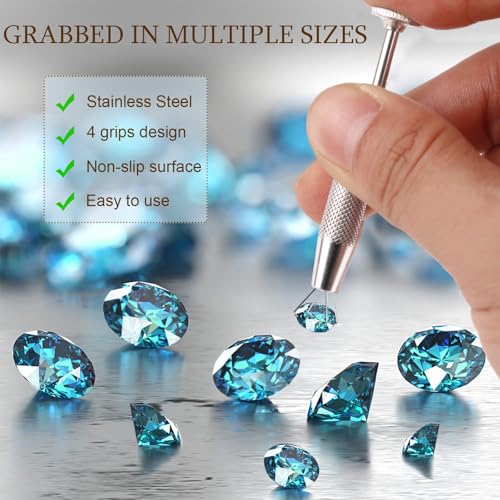 ONESING 2Pcs Piercing Ball Grabber Tool for Changing Jewelry, Stianless Steel Flat Back Earring Applicator Internally Threaded Push Pin Piercing Grabber Tool - color: Silver-B-2pcs