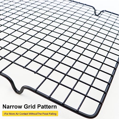 3 Pieces Cooling Rack for Baking, Cake Cooling Rack Square, 16x10 Inches Baking Rack Oven Safe Grid Wire Racks, Non-Stick Drying Net Rack Cake Cold Drying Net for Grilling,Roasting and Drying