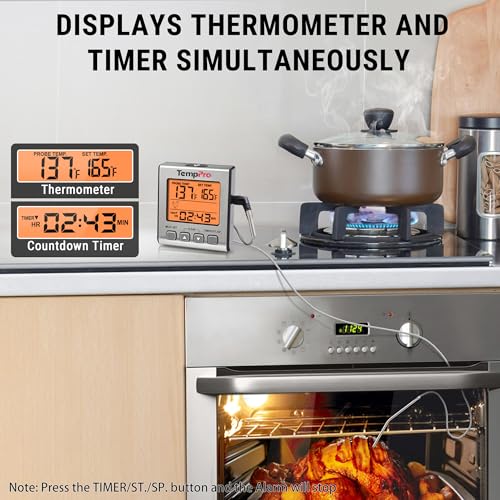 TempPro TempTrack Digital Meat Thermometer for Cooking and Grilling