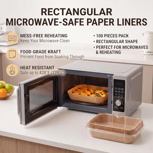 Air Fryer Liners Disposable Rectangular. 125pcs Virgin Pulp Parchment Paper for 4qt-8qt Air Fryer.Food Grade,Non-stick, Oil-proof & Heat Resistant for Baking,Microwave,Cooking & Deep Fryer Accessories
