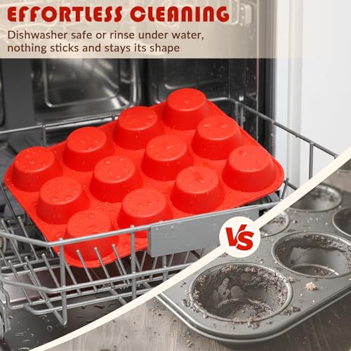 HKNMTT 2Pcs Silicone Muffin Pans for Baking 12Cups BPA-Free Egg Bites Mold - style: Muffin Pans 2PCS