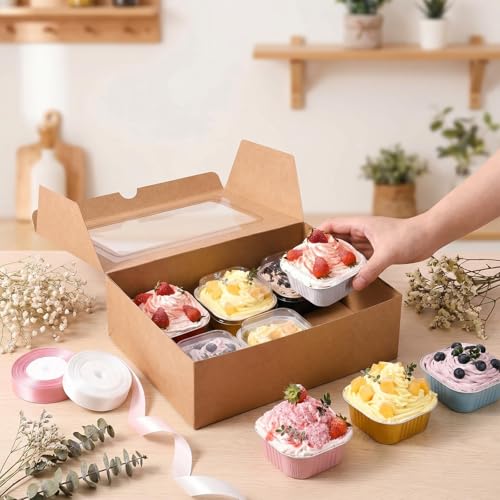 50 Pack Mini Cake Pans With Lids And Spoons,5oz Square Cake Tins - color: Gold