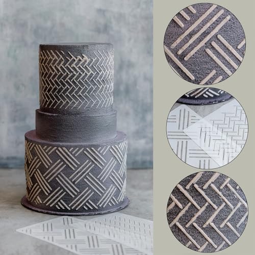 Cake Stencils - Cookie Stencils for Royal Icing, Templates for Buttercream Decorating, Baking Stencil, Mesh Reusable Spray Fondant Cookies, Paiting (18xDesigns with Scraper and 50xPins)