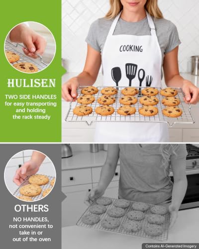 HULISEN 304 Stainless Steel Cooling Rack with Handles, 2-Pack, 16 x 10 Inch - color: Silver, size: 2 Packs