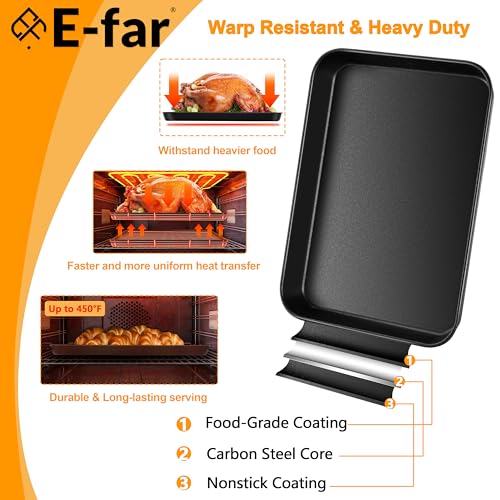 E-far Nonstick Baking Sheet with Rack Set, 16 x 12 Inch Cookie Sheet