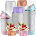 200 Pack Aluminum Cupcake Liners with Lids,Pastel,Plain - color: Pastel, style: Plain