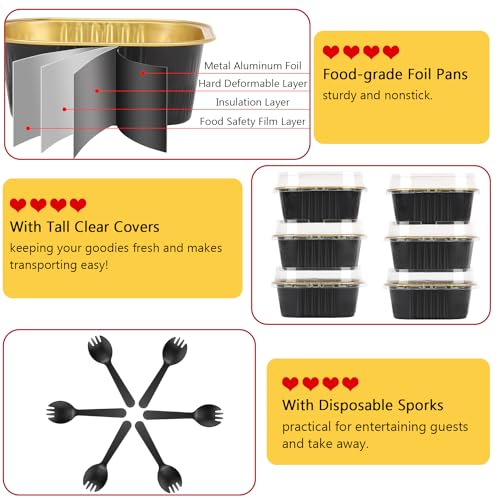 LNYZQUS 5oz Mini Cake Pans with Lids, Individual Brownie Tins 120 Pack - color: Black, size: 120 Pack