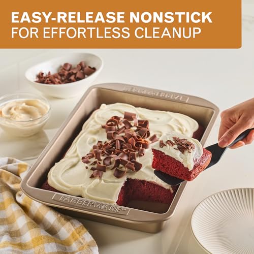Farberware Nonstick Rectangular Cake Pan, 9x13 Baking Pan, Mocha - color: Mocha