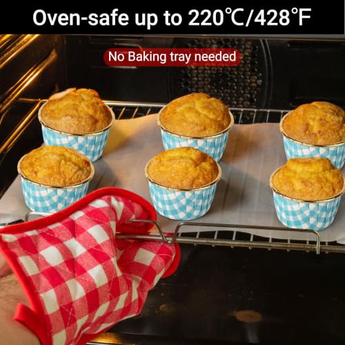 EUSOAR Cupcake Cups, 50pcs 3.5oz Blue White Aluminum Baking Cupcake Liners - color: Blue/White, size: 50pcs
