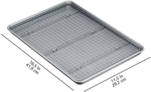 Amazon Basics Ceramic Nonstick Baking Sheet & Cooling Rack Set, Dishwasher Safe, Oven Safe, Half Sheet Size, Gray, 1-Pack - size: Half Sheet - 1 Pack