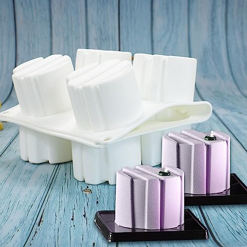 3D Small Cylinder Square Shape 8 Holes Non-stick Silicone Mold for DIY Pastry Jelly Cupcakes Mousse Ice Cream Chocolate Utensil (Cylinder Square I_11.88 X6.8 X1.76 inch) - size: Cylinder Square I_11.88 x 6.8 x 1.76 inch