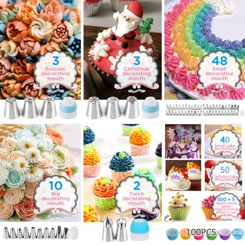 Cake Decorating Kit Cake Decorating Supplies, 515 PCS Baking Supplies Set with 3 Springform Pan Sets, 66 Icing Piping Nozzles, Cake Rotating Turntable, Piping Bags, Birthday Gifts for Mom Wife - size: 515 PCS