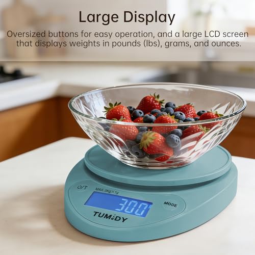 Small Digital Kitchen Scale Food, Scale for Baking Cooking, 11lb/5kg, Blue - color: blue
