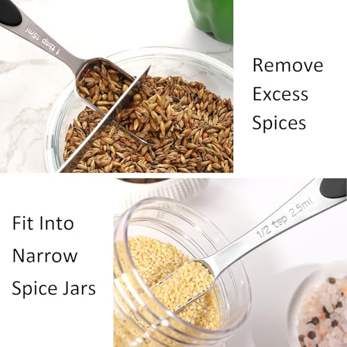 Magnetic Measuring Spoons Set Stainless Steel Magnetic Measuring Spoons - color: Black