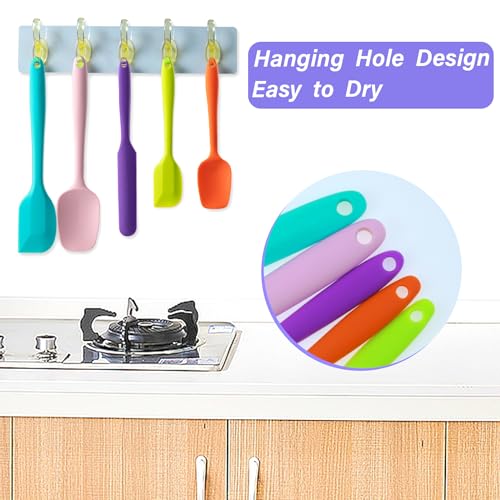 Silicone Spatula Set,5 Piece Food Grade Rubber Spatulas,Macaron Blue - color: Macaron blue