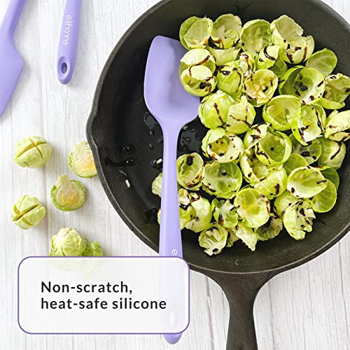 Elihome Chef Series 3 Piece Silicone Spatula Set - 600°F Heat Resistant Non Stick Rubber Kitchen Scraper Spatulas for Cooking, Baking, and Mixing – BPA Free and LFGB Certified Silicone, Purple Color - color: Purple