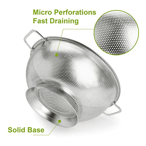 Gulex Colander Stainless Steel 5-Quart, Strainer Kitchen, Dishwasher Safe - size: 5QT