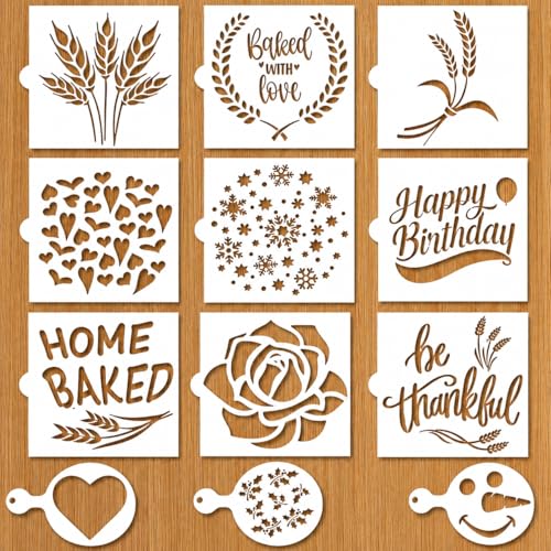 Sourdough & Artisan Bread Stencils -Cake, Pie, Bread & Cookies -Decorate Your Own Unique Design -Baking Mold Stencil Template for Decorating. Classic Wheat, Hearts & More, BONUS Coffee/Cookie Stencils