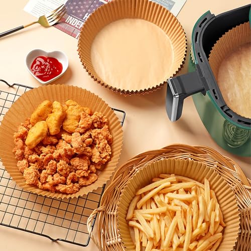 200Pcs Air Fryer Disposable Paper Liner, Round Non-Stick Air Fryer Liners Parchment Paper for Baking Roasting Microwave Oven (6.3 inch) (Pack of 2) - size: 6.3"Round (Pack of 2)