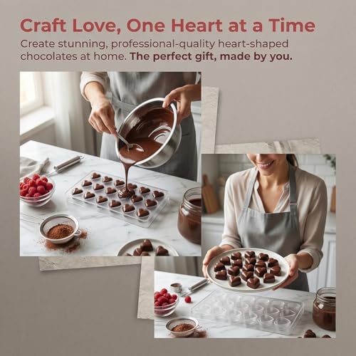Candy Making Mold, Diamond Clear Polycarbonate Chocolate Mold Jelly Candy Making Mold 21-Piece Tray (Heart candy mold) - color: Heart candy mold