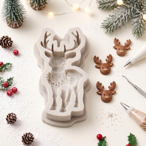 Christmas Reindeer Fondant Mold 3D Deer Silicone Chocolate Mold - color: Style S