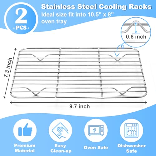 P&P CHEF 9.7" x 7.3" Cooling Baking Wire Racks Pack of 2, Silver - color: Silver, size: 9.7" x 7.3"