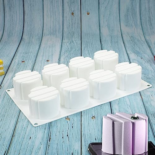 3D Small Cylinder Square Shape 8 Holes Non-stick Silicone Mold for DIY Pastry Jelly Cupcakes Mousse Ice Cream Chocolate Utensil (Cylinder Square I_11.88 X6.8 X1.76 inch) - size: Cylinder Square I_11.88 x 6.8 x 1.76 inch