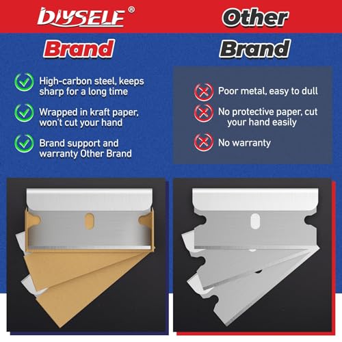 DIYSELF 400 Pack Scraper Blades, Flat Razor Blades for Labels and Decals - size: 400 Pcs