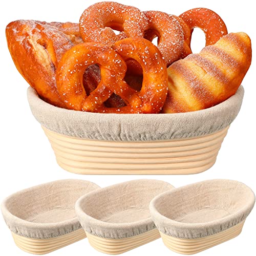Eboot 4 Pack Bread Proofing Basket, 8 Inch Oval Banneton with Liner