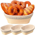 Eboot 4 Pack Bread Proofing Basket, 8 Inch Oval Banneton with Liner