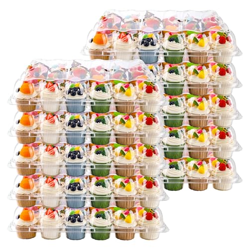 NPLUX 24 Count Cupcake Containers 10 Pack Plastic Cupcake Boxes and Holders