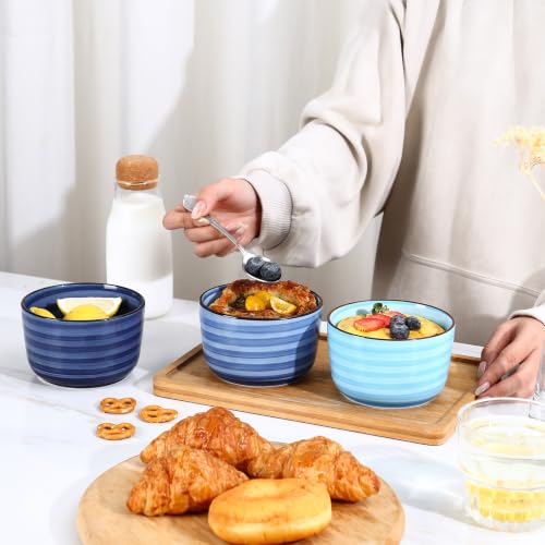 Selamica 12 OZ Ramekins Oven Safe, Ceramic Souffle Dishes Set of 6 - color: Gradient Blue, size: 12 Oz