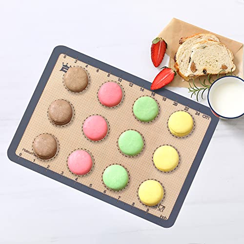 GUANCI Silicone Baking Mat Set of 6, Includes 25"x17.5" Large, 2 Medium 16.5"x11.6", 2 Small 11.75"x8.25", 9" Round, All Mats 0.70mm Thick, Non-Stick Reusable Baking Mats for Pizza, Cookie, Bread - color: H-6Grey