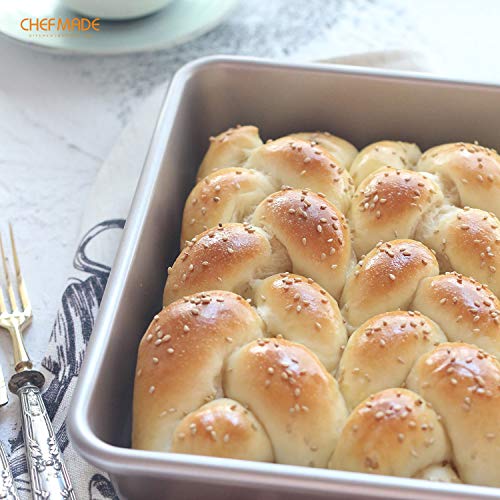 CHEFMADE 9-Inch Square Cake Pan, Non-Stick Deep Dish Bakeware for Oven Baking (Champagne Gold) - size: 9" Square