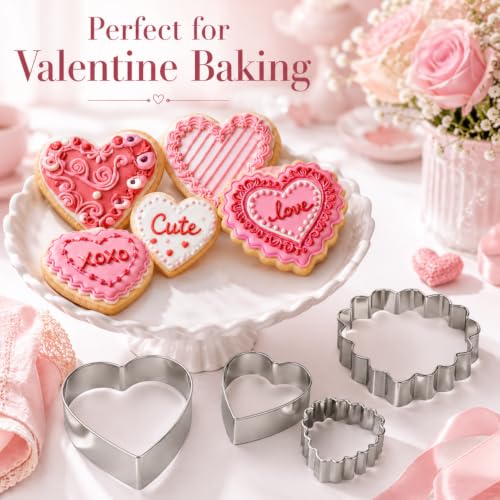 Heart Cookie Cutter Set, 5 Pcs Stainless Steel Baking Cutters
