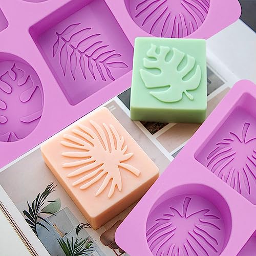Tropical Leaf Soap Molds, 2 Pack Leaf Embossed Silicone Mold 12-Cavity - color: Tropical Leaf Soap