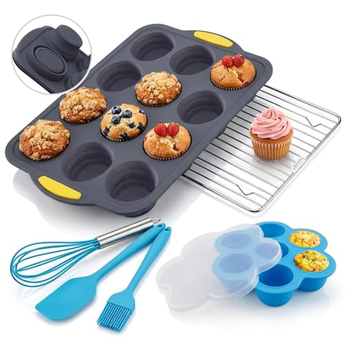 Air Fryer Egg Bites & Collapsible Silicone Muffin Pan Set