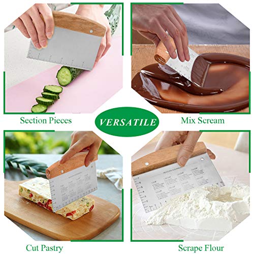 HaSteeL Bench Dough Scrapers, Stainless Steel Griddle Scraper Pastry Cutter - color: Wooden Handle