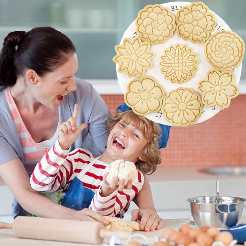 Flower Cookie Cutters 8Pcs Fancy Floral Biscuits Molds for Party Favors - color: Flowers E