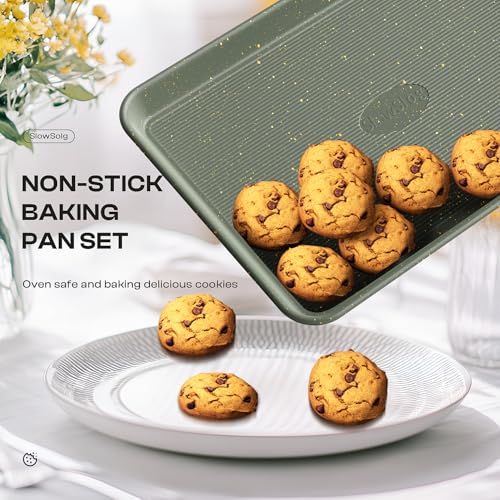 12-Piece Nonstick Baking Set, Non-Toxic Bakeware Set - Ceramic Coated Green - size: 12PCS