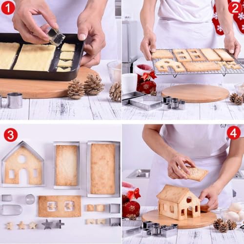 YomiFamily 10Pcs Gingerbread House Cookie Cutters Set, Gift Package