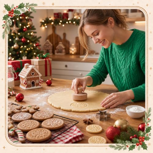 3 Set Gingerbread Cookie Stamps, 2.5" Springerle Molds for Baking - style: Gingerbread