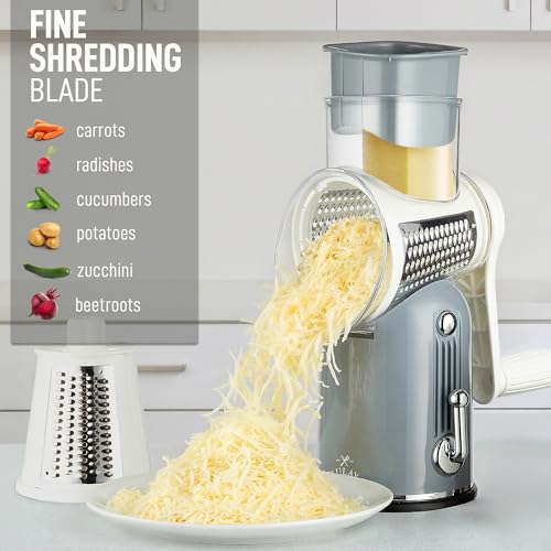 Rotary Cheese Grater Hand Crank, Vegetable Shredder - Classic Gray - color: 26 - Gray