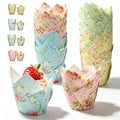 200Pcs Tulip-Shaped Cupcake Liners, 4 Colors, 3.2×2 Inches