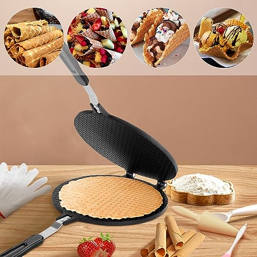 Dyna-Living 8.6 inches Waffle Cone Maker Ice Cream Cone Maker & 6.7'' Waffle Maker Non-stick Egg Roll Maker Waffle Bowl Maker