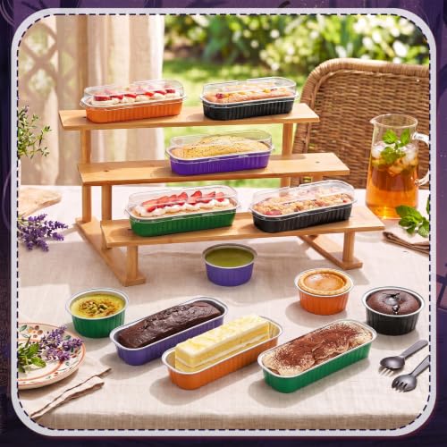 Blushtier 120 Set/240 Pcs Halloween Mini Loaf Pans with Lids and Spoons - color: Dark Colors