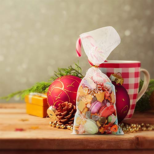CCINEE Snowflake Treat Bag,Christmas Cellophane Bag with Twist Ties Candy Cookie Bags for Party Supplies,120PCS - color: Christmas 2-120pcs