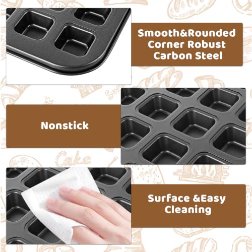 2 Pcs Mini Brownie Bites Pan with Dividers 48 Cavity