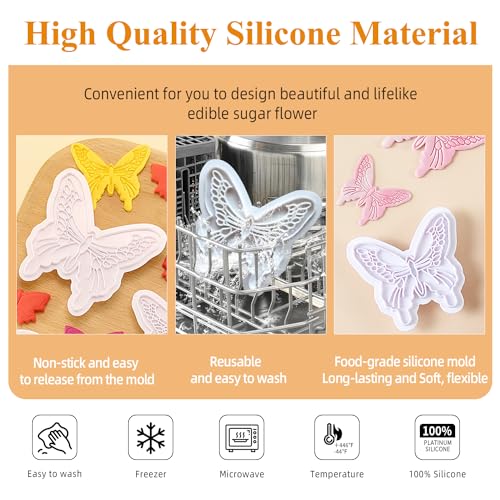 KALAIEN 2pcs Butterfly Sugarcraft Cookie Cutters