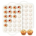 FUNBAKY Silicone Mini Muffin Pan, Metal Reinforced Frame 24 Cups Nonstick Mini Cupcake Pans with Handles Easy to Move for Baking Muffin, Cupcake, Egg Bites Oven Safe, Silicone Molds 2 Pack Confetti - size: Mini 24-Cup: 2pcs